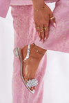 Transparent Sandals On Low Heel With Decoration D&A MR51-709 Silver