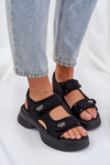 Fabric Lightweight Platform Sandals Black Deniffia