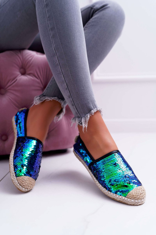 Espadryle Damskie Lu Boo Zielone Cekiny