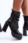 Leather Massive Boots With Heel Spikes Black Cadabra