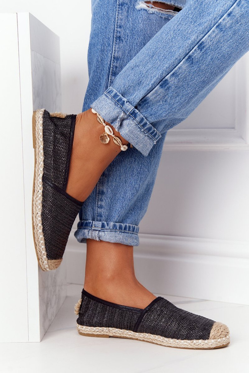 Espadrilles On Straw Sole Lu Boo Black