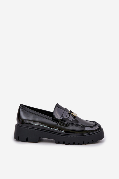 Lacquered Women's Moccasins With Teddy Bear Black Wulinea