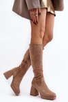 Women's insulated boots with chunky heel beige Layala