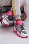 Sporty Women's Shoes Colored Insert Fuchsia Colored