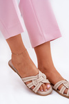 Women's Flat Sandals With Intertwining Straps Beige Acimine
