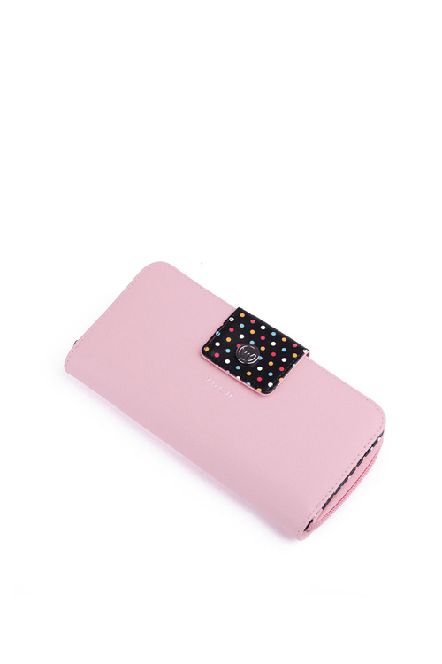 Large Women's Zip Wallet Dots Light Pink Huntress
