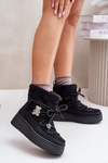 Women's Snow Boots With Clips And Sheepskin Black Almatiza