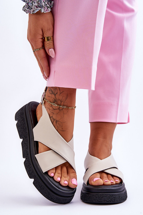 Fashionable Platform Sandals Beige Chester