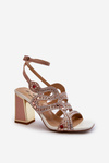 Women's Embellished Sandals with Stiletto Heel D&A CR952 Pink