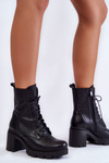 Leather Women's Boots On High Heel Black Rea