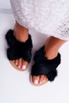 Women's Furry Flip Flops Lu Boo Black