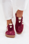 Damskie Sneakersy Zamszowe Bordowe Vinceza 79557