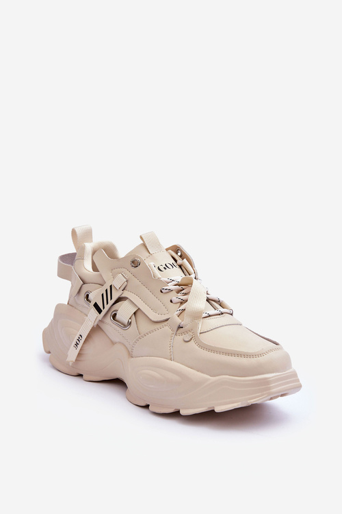 Buty Sportowe Sneakersy Damskie Beżowe MM2N4015 