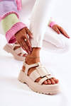 Women's Leather Sandals On The Platform Beige Corene