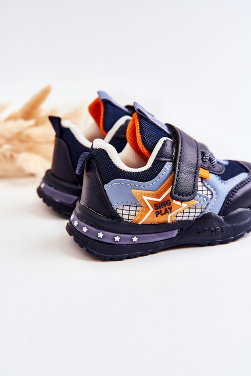 Buty Sportowe Dziecięce Lekkie Rzep Granatowe Mobby