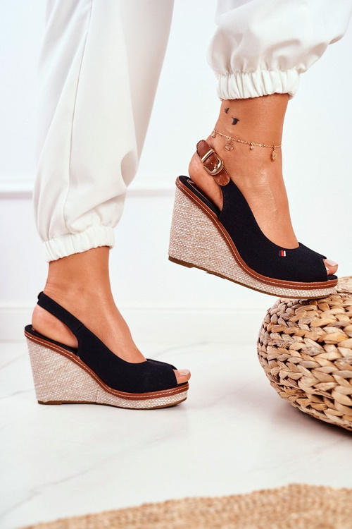 Sandals On A Braided Wedge Black Tommy
