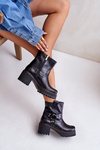 Women's Leather Ankle Boots With Zipper 3435 Lewski Black