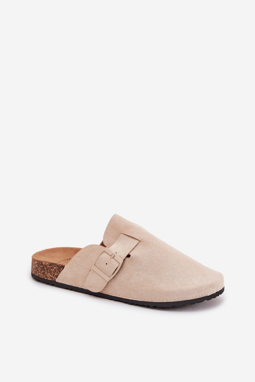 Women's Slippers and On Cork Platform With Buckle Light Beige Klarae