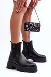 Leather Ankle Boots On Massive Platform Black Lisencca