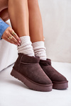 Fashionable Suede Low Snow Boots Brown Nucca