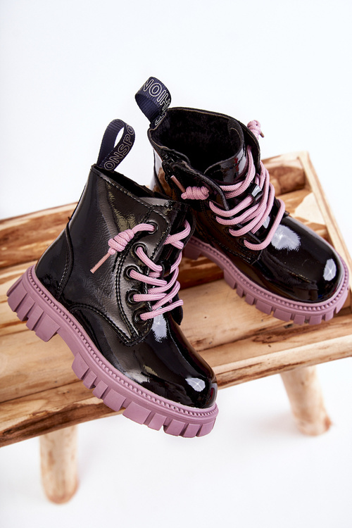 Lacquered Warm Boots Black and purple Heidi