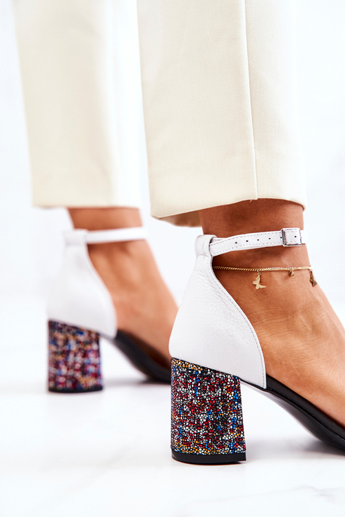 Leather Sandals On A Bar Black and white Lorene