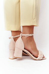 Suede High Heel Sandals Beige Long Island