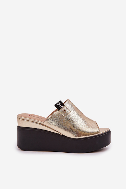 Platform And Wedge Sandals Eco Leather Gold Eridoria