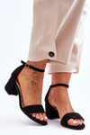 Suede Classic Low Heel Sandals Black Honeymoon