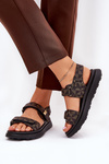Fabric Women's Platform Sandals Black-Brown Leriot