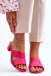 Classic Low Heel Leather Sandals Fuchsia Miley