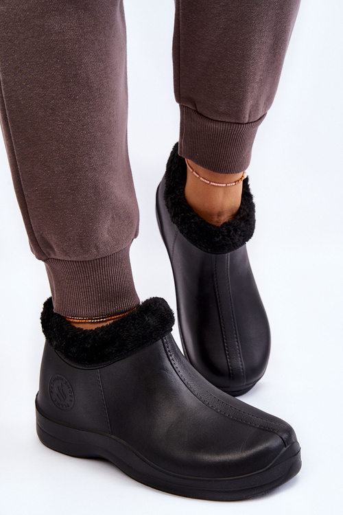 Women's Slip-On Warm Rain Boots Black Izera