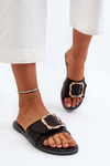 Women's Black Sandals with Strap and Buckle Opahiri