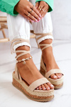 Suede Sandals Espadrilles On the Wedge Beige Shanny