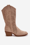 Women's Tall Suede Cowboy Boots Beige Turner