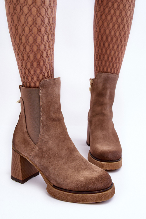Suede Boots On Heel Liresa Brown 