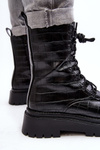 Women's Workery Boots with Decorative Embossing Black Tarolia