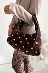Leather Suede Bag with Embellishment Chocolate Narisse