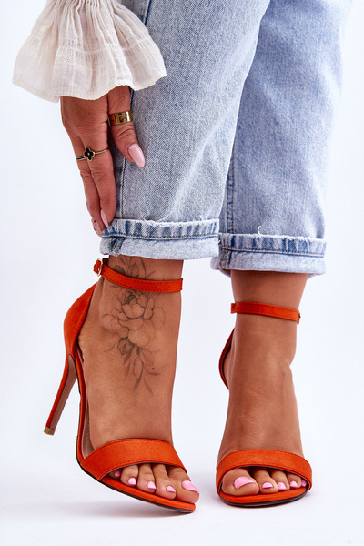 High Heel Suede Sandals Orange Liberty