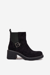 Women's Block Heel Ankle Boots with Buckle Black Nymera