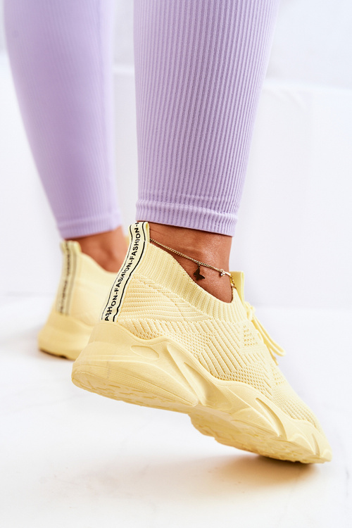 Sneakersy Buty Sportowe Skarpetkowe Żółte Nolene