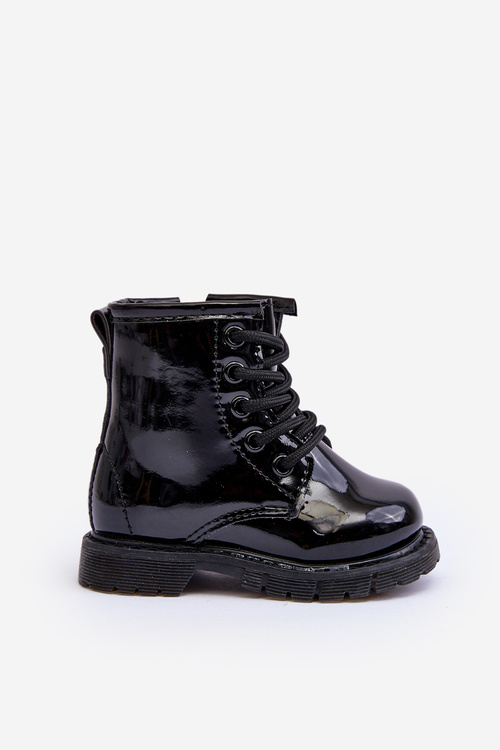 Children's Boots Laquered With Zipper Black Tibbie