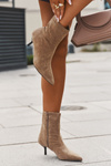 Insulated Women's Ankle Boots Heeled Eco Suede Beige Belisse