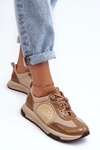 Leather Platform Sport Shoes Maciejka 06191-04 Beige