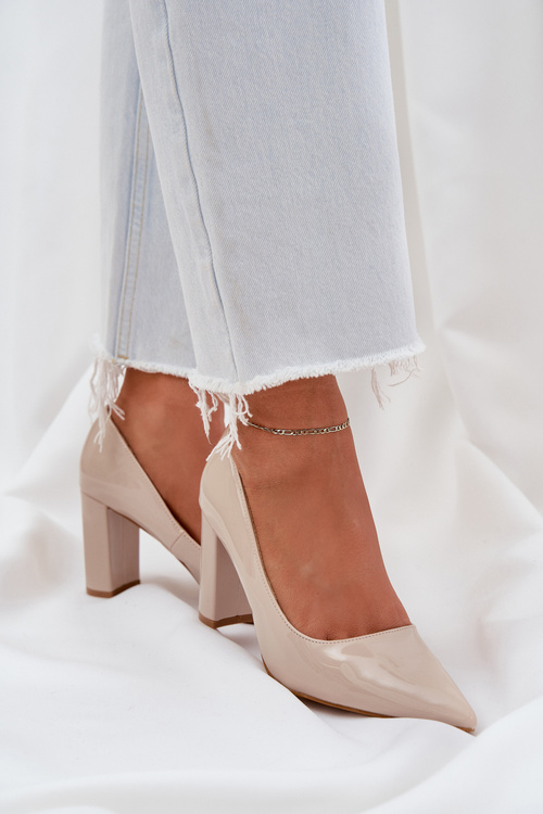 Lacquered Heels On Block Heel Beige Kilanne