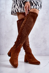 Openwork Suede Boots Brown Generous
