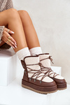 Women's Snow Boots On Platform With Lacing Brown Riaviana