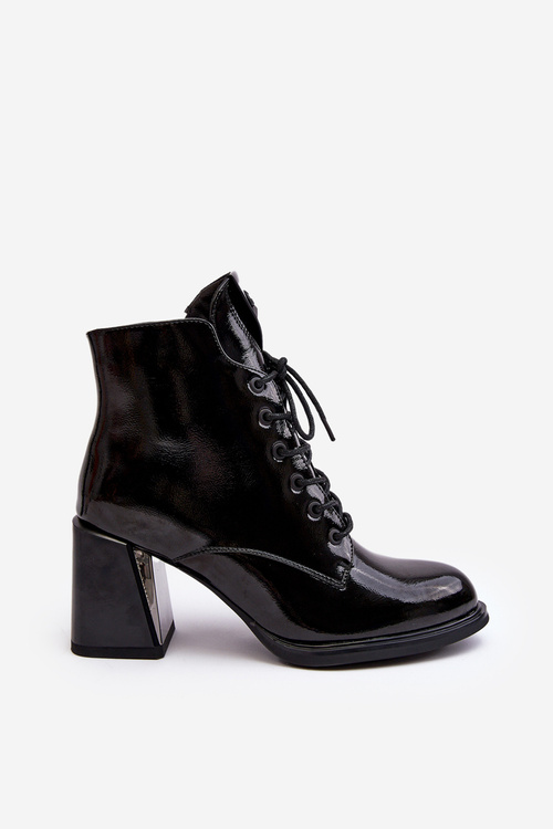 Women's Laced Heel Boots D&A CR8163 Black