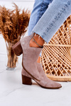 Women's Boots With A Cut On Block Heel Suede Cappuccino Lawrence