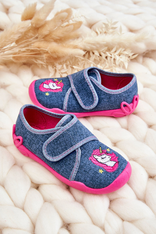 Papcie Dziecięce Jednorożec Niebiesko-Różowe Befado 122X016